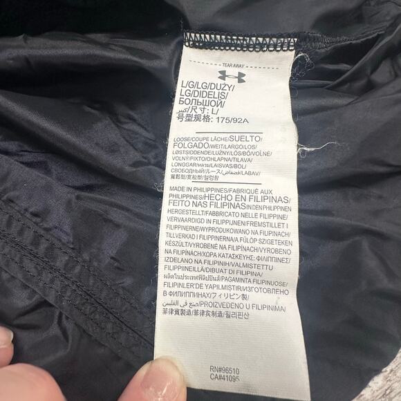 Under Armour Windbreaker Jacket Navy Black Gold Mens L Loose Fit Nylon Tech - Picture 10 of 10